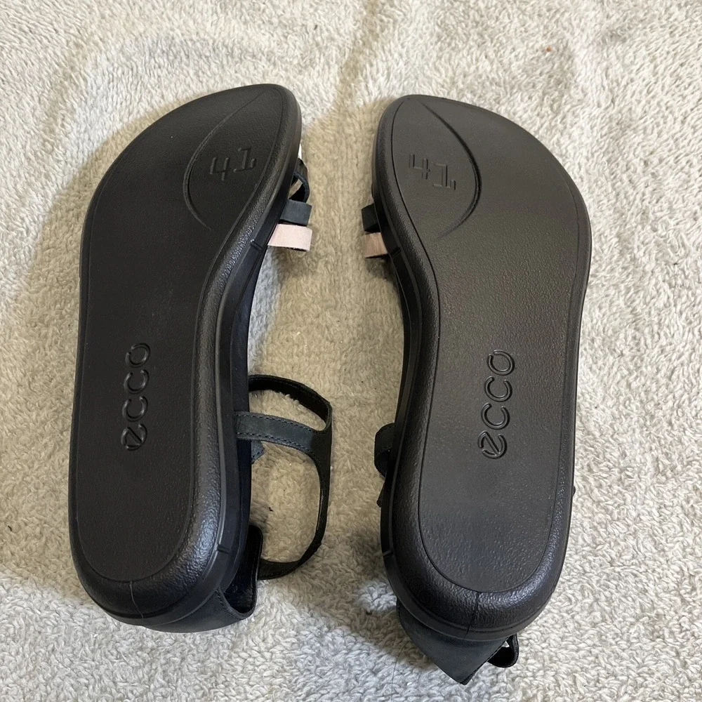 ECCO Simpil Strappy Sandals‎ Womens EU 41 US 10-10.5 Black White Pink Minimalist